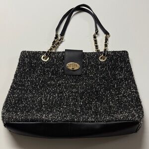 Talbots Elegant Black Tweed Women's Bag